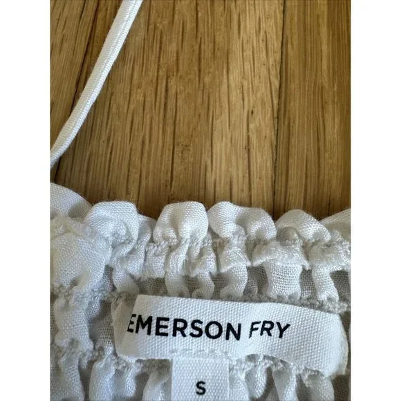 Emerson Fry Size Small Amy Puff Sleeve Short Dress - White. Lined. Linen NWOT - Picture 3 of 10